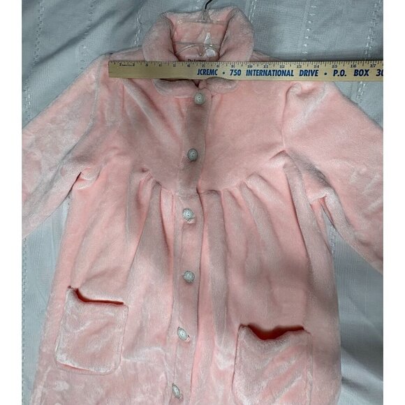 Vintage Vermont Country Store Pink Plush Button-Up Robe Pockets S Peter Pan - Picture 5 of 11